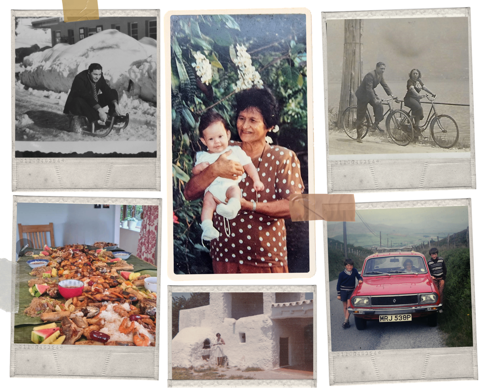 A collage of vintage family photographs